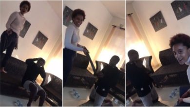 Netizens React Over A Lady Beating Her Boyfriend With Belt - Video Here