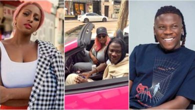 Video - See How Stonebwoy N Dj Cuppy Cruises In Town With Her New Ferrari Portofino