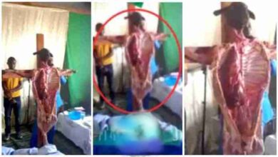 Church Members Seen Bowing Down To A Dead Goat Nailed To A Cross - Shocking Video Below