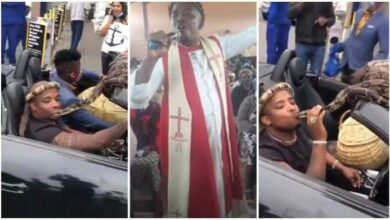 Pastor Captured On Camera Kissing And Playing With Big Snake In Traffic - Video Below