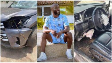Kwabena Kwabena Cheated Death As He Crashes His Car - Video Below