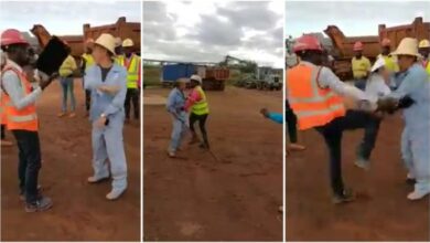 Sierra Leonean Safety officer Beats Up Chinese Miner After Being Attacked - Video Below