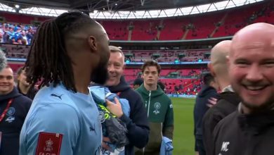 Man City Celebrate Winning The FA Cup