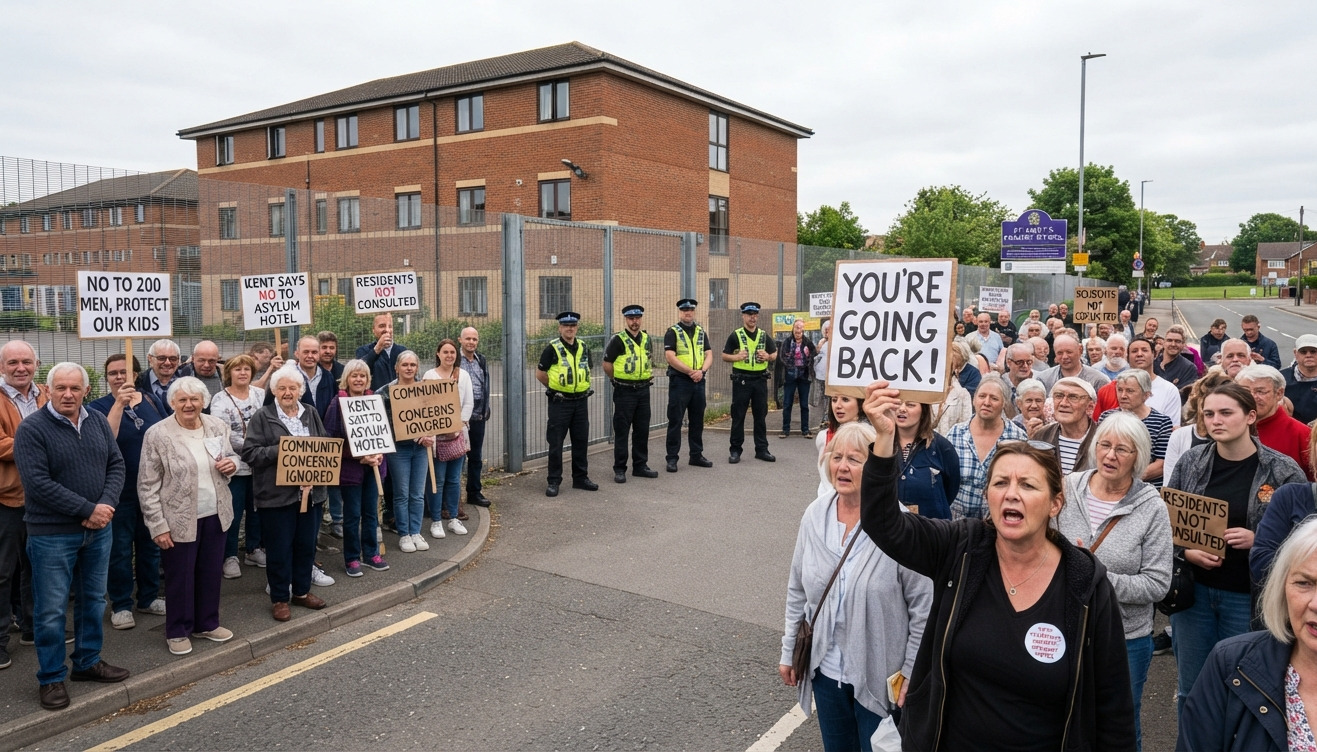 UK Immigration Protests: Kent Crowds Chant 'You're Going Back!' Amid Rising Tensions 1 UK Immigration Protests: Kent Crowds Chant 'You're Going Back!' Amid Rising Tensions
