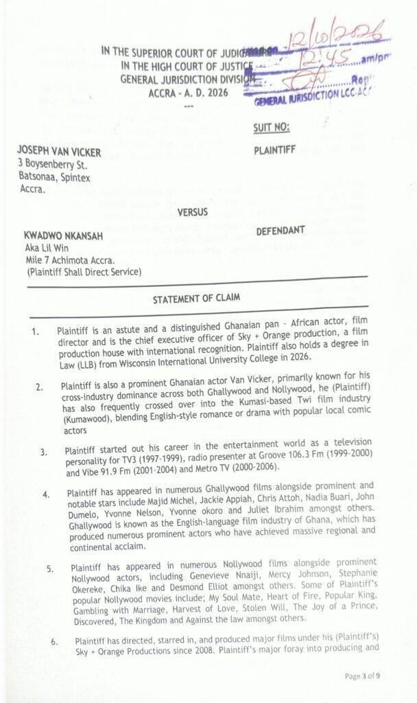 Van Vicker Sues Lil Win for GH¢10 Million Over Defamation: Inside the High Court Showdown 4 3